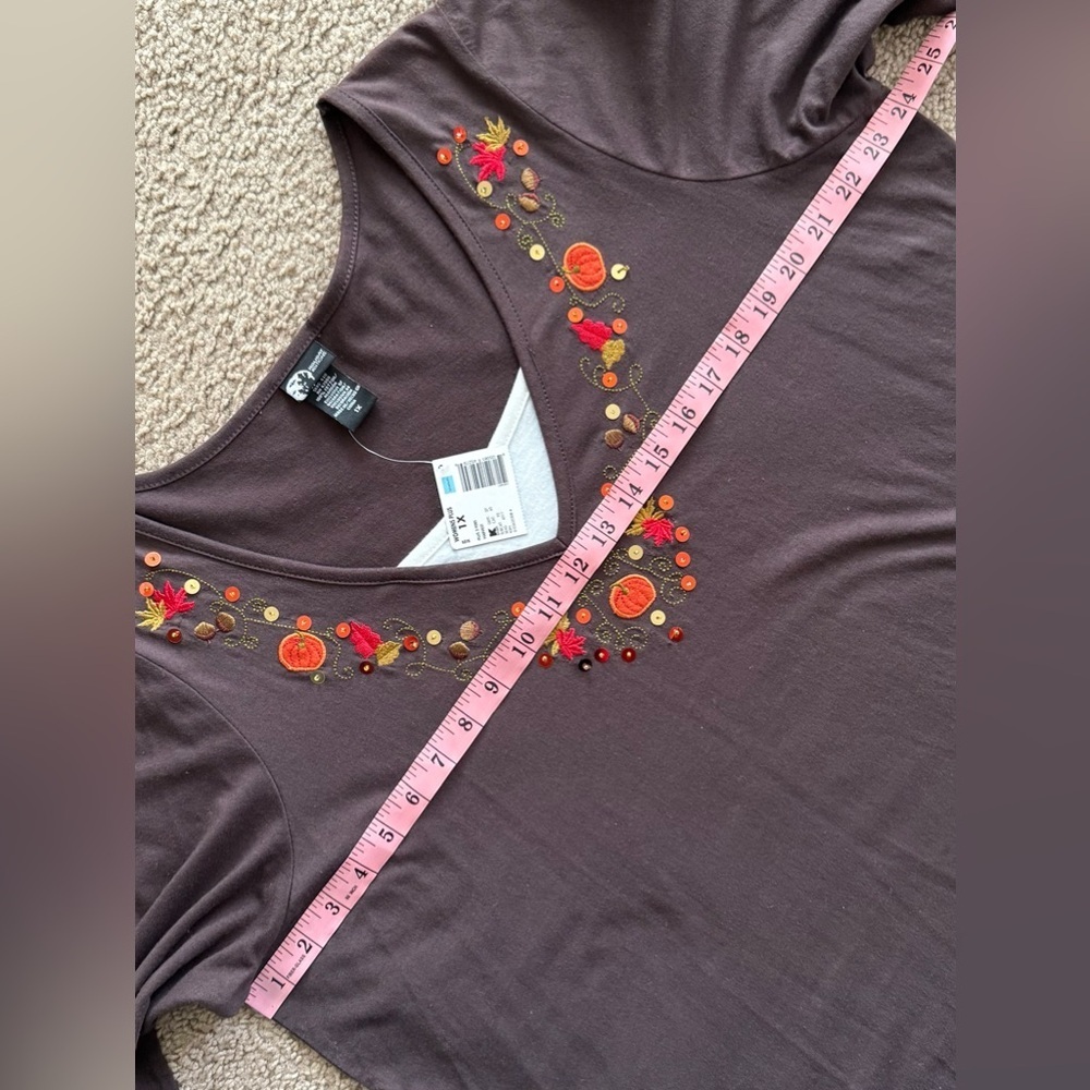 Holiday Editions Chocolate Top with Embroidery - Picture 8 of 9